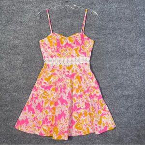 Lilly Pulitzer Womens 00 Lenore Mini Pockets Dress Pink Mustard Ooh La La Floral